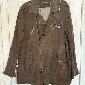 John Varvatos Tan Suede Trench Coat